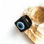 Retro Blue Eye Glitter Resin Square Ring