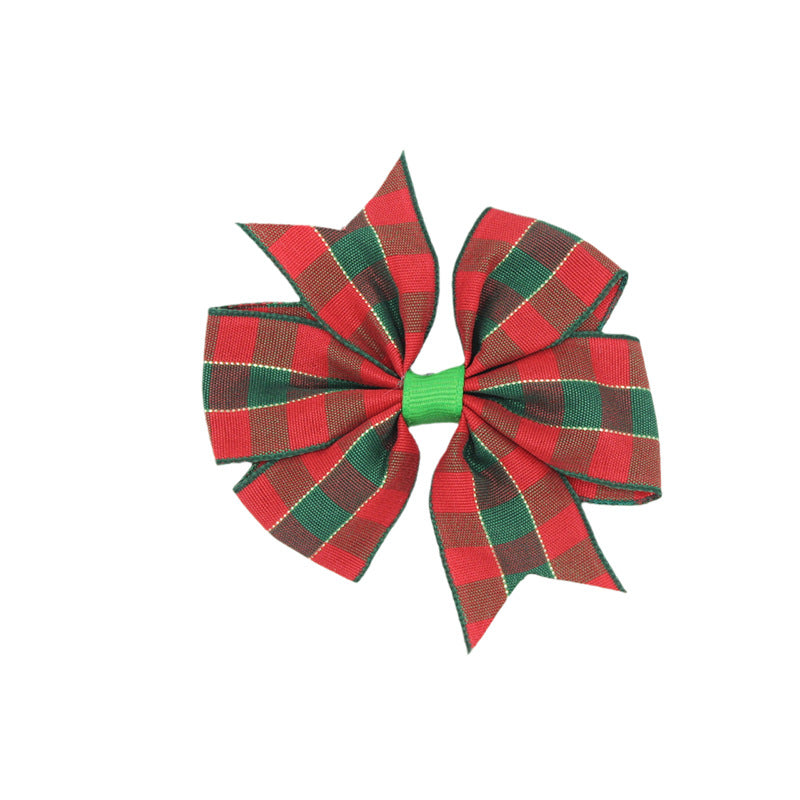 Plaid Stripe Bow Hairpin Christmas Party Headwear for Girls