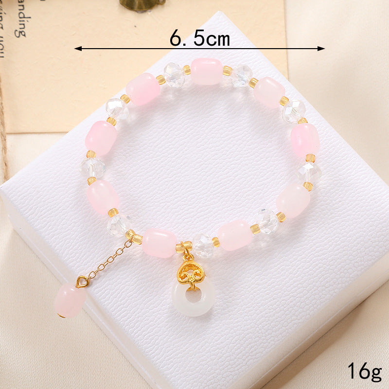 Lady Sweet Classic Pentagram Bell Crystal Alloy Moonstone Bracelets for Women