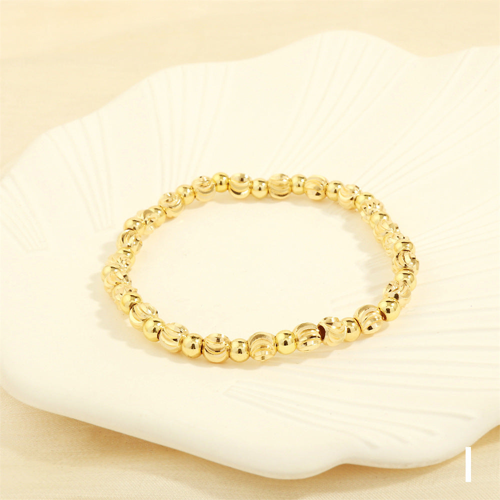 18k Gold Plated Geometric Beaded Layered Bracelet Set