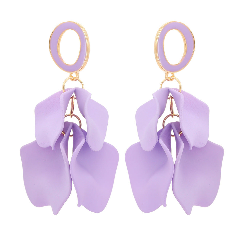 Elegant Petal Zinc Alloy Acrylic Dangle Earrings