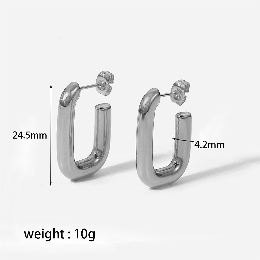 1 Pair Simple Style U Shape Plating 304 Stainless Steel 18K Gold Plated Ear Studs