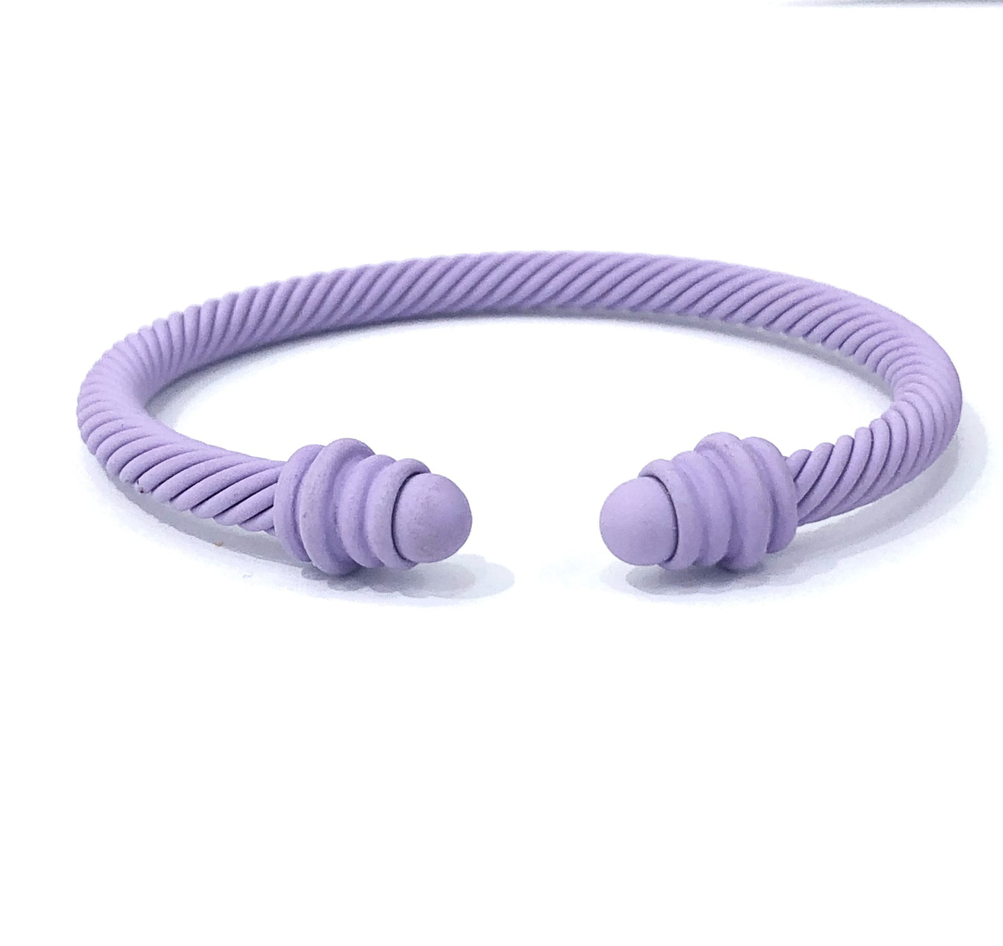 Simple Spiral Stripe Matte Color Open Cuff Bracelet for Women