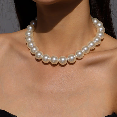 Retro Geometric Pearl Multi-layer Statement Choker Necklace