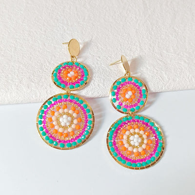 Bohemian Geometric Glass Seed Bead Handmade Earrings