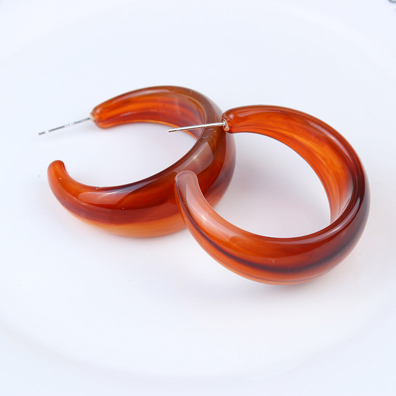 Simple Geometric C-Shaped Acrylic Hoop Earrings