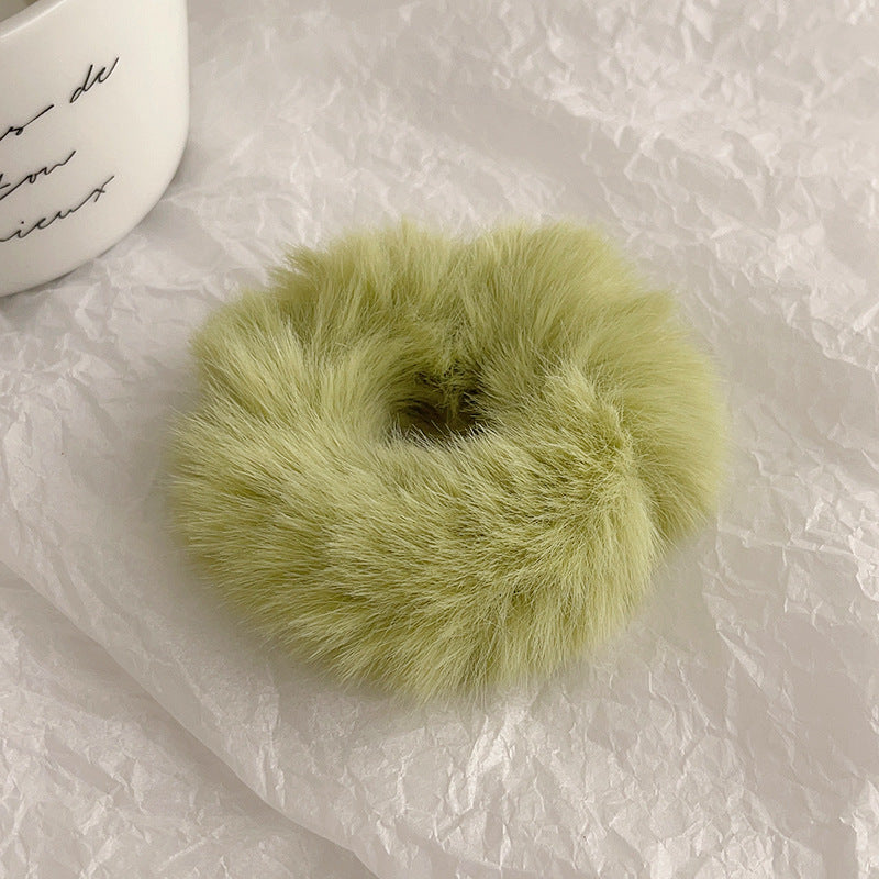 Women's Plush Fabric Hair Tie - Solid Color Ponytail Holder