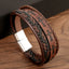 Streetwear Color Block PU Leather Men's Bangle with Alloy Clasp