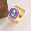 Artistic Geometric Devil's Eye 18K Gold Plated Open Band Ring