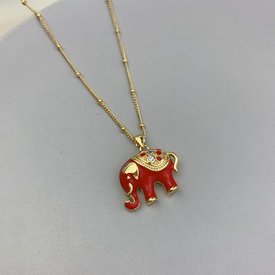 Simple Elephant Pendant Necklace with Zircon Detailing