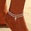 Beach Style Cross Heart Pendant Copper Anklet