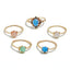 New Fashion Candy Color Amber-Inspired 5-Piece Ring Set