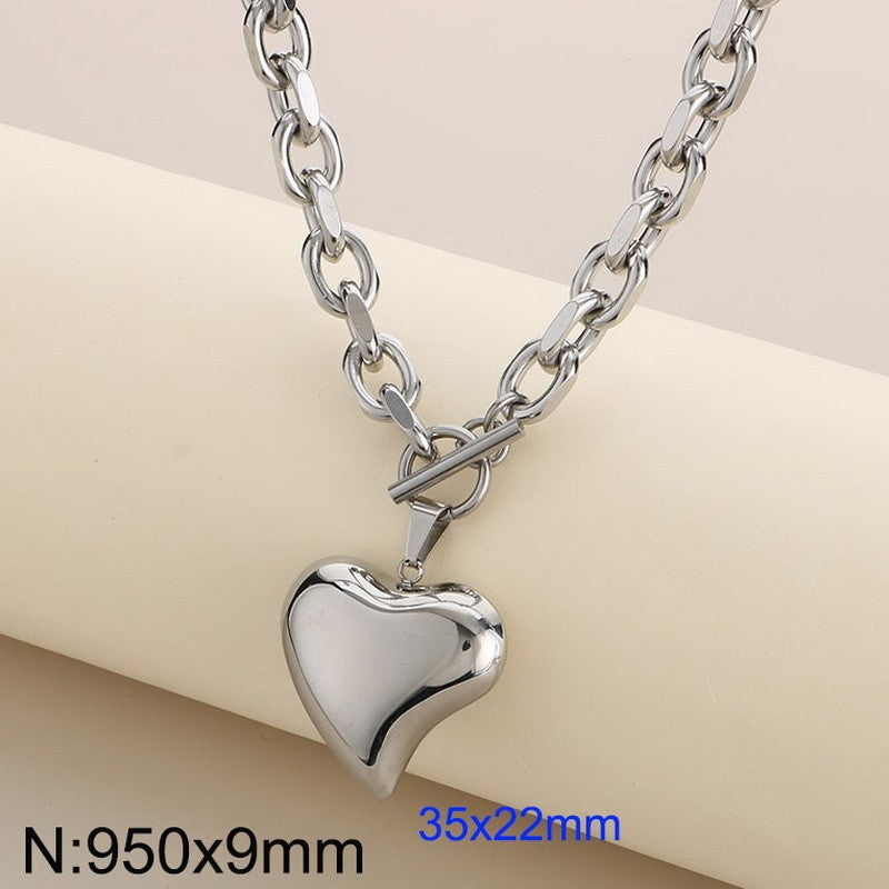 Heart Shape 18K Gold Plated Stainless Steel Bracelet and Necklace Set