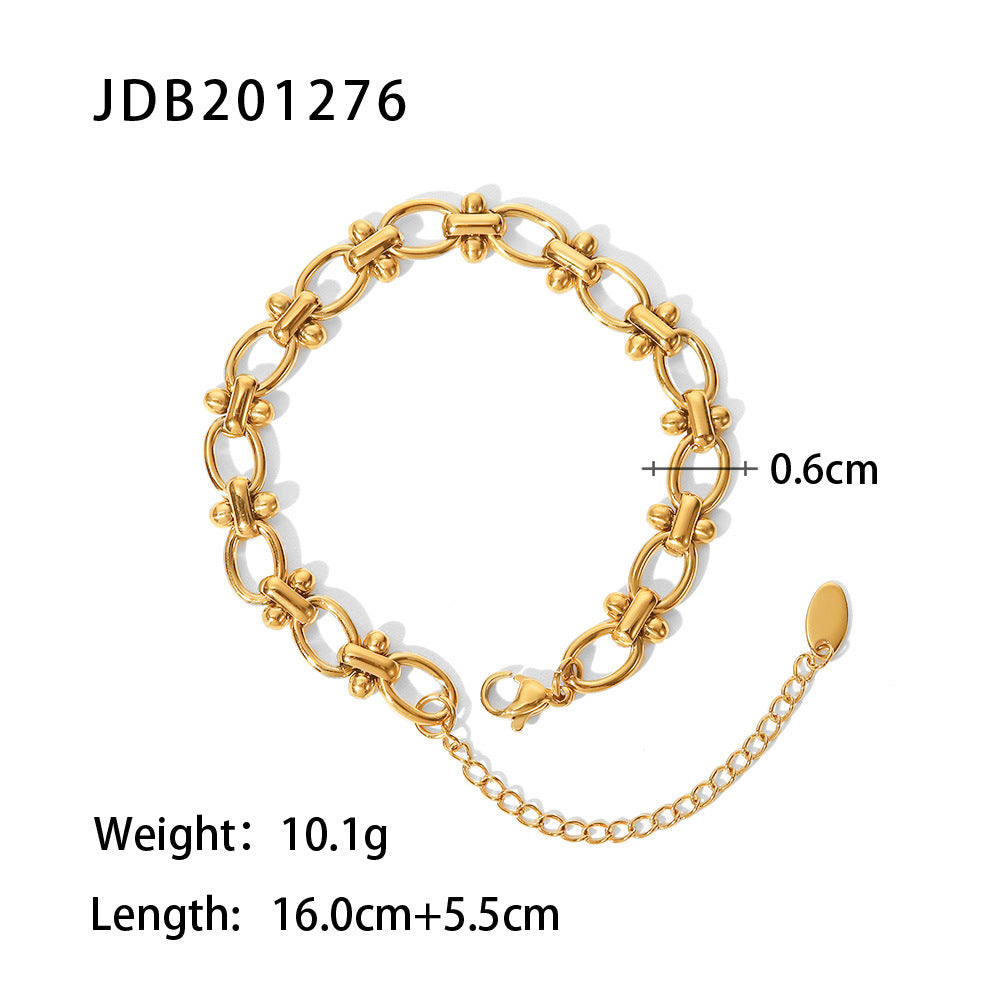 Fashion 18k Gold Plated Stainless Steel O-Shape Dot Bracelets