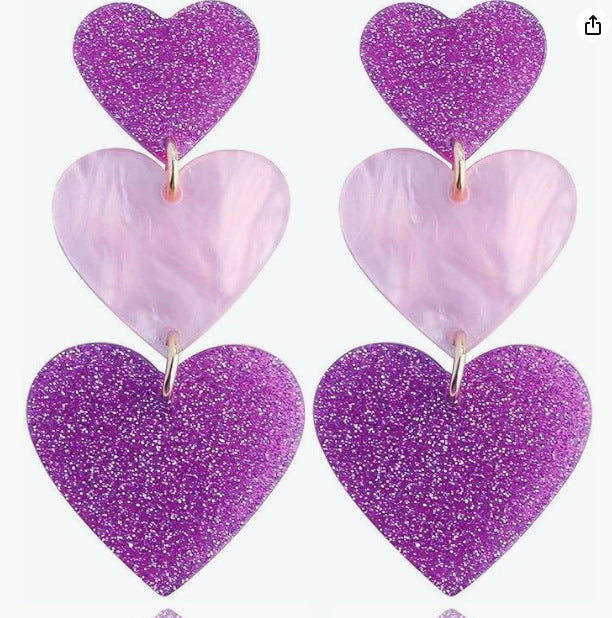 1 Pair Casual Heart Shape Acrylic Drop Earrings - Valentine's Day Edition