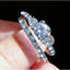 Fashion Crystal Zircon Inlaid Couple Ring Set - Trendy Engagement Bands for Women