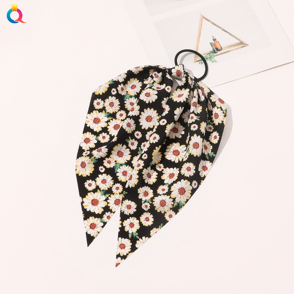 Floral Print Triangle Scarf Hair Scrunchie