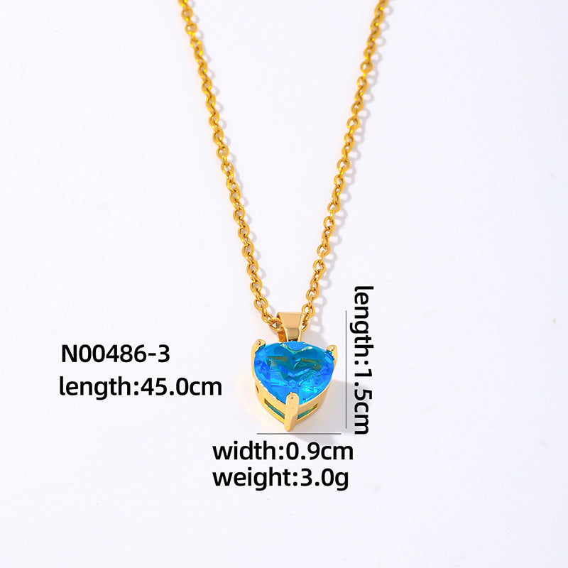 Elegant Heart Shape Gold Plated Zircon Pendant Necklace