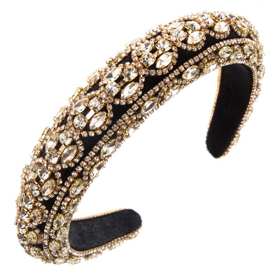 Women's Vintage Rhinestone Embellished Hairband - Elegant Retro Style