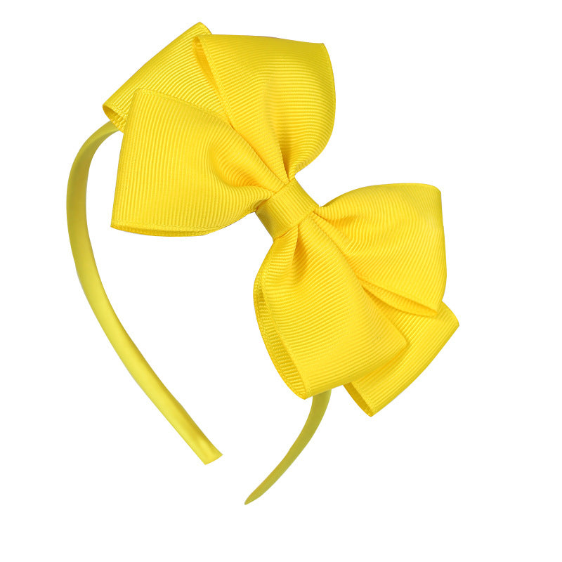 Kids' Bow Knot Headband - Solid Color Polyester Rib Hair Accessories for Girls and Women