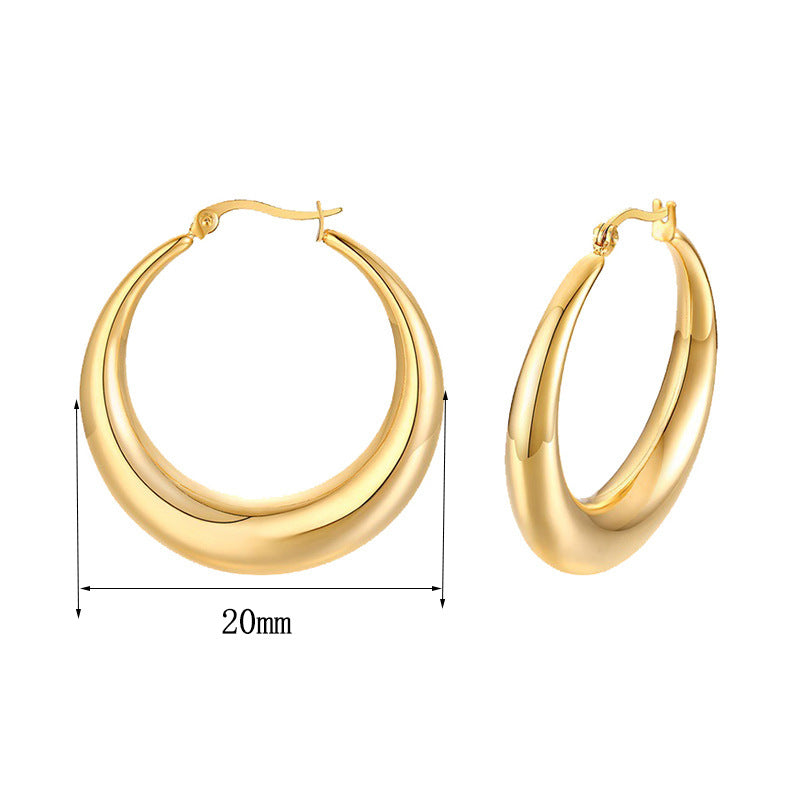 Hollow Crescent-shaped Titanium Steel Earrings