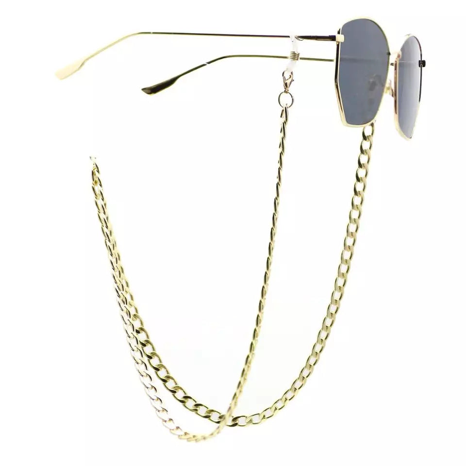 Fashion Geometric Alloy Shell Crystal Pearl Glasses and Mask Chain