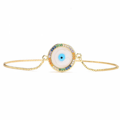 18k Gold Plated Zircon Evil Eye Adjustable Bracelet