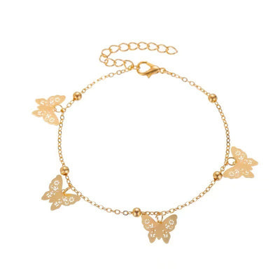 Hollow Butterfly Pendant Anklet Set - Summer Beach Style