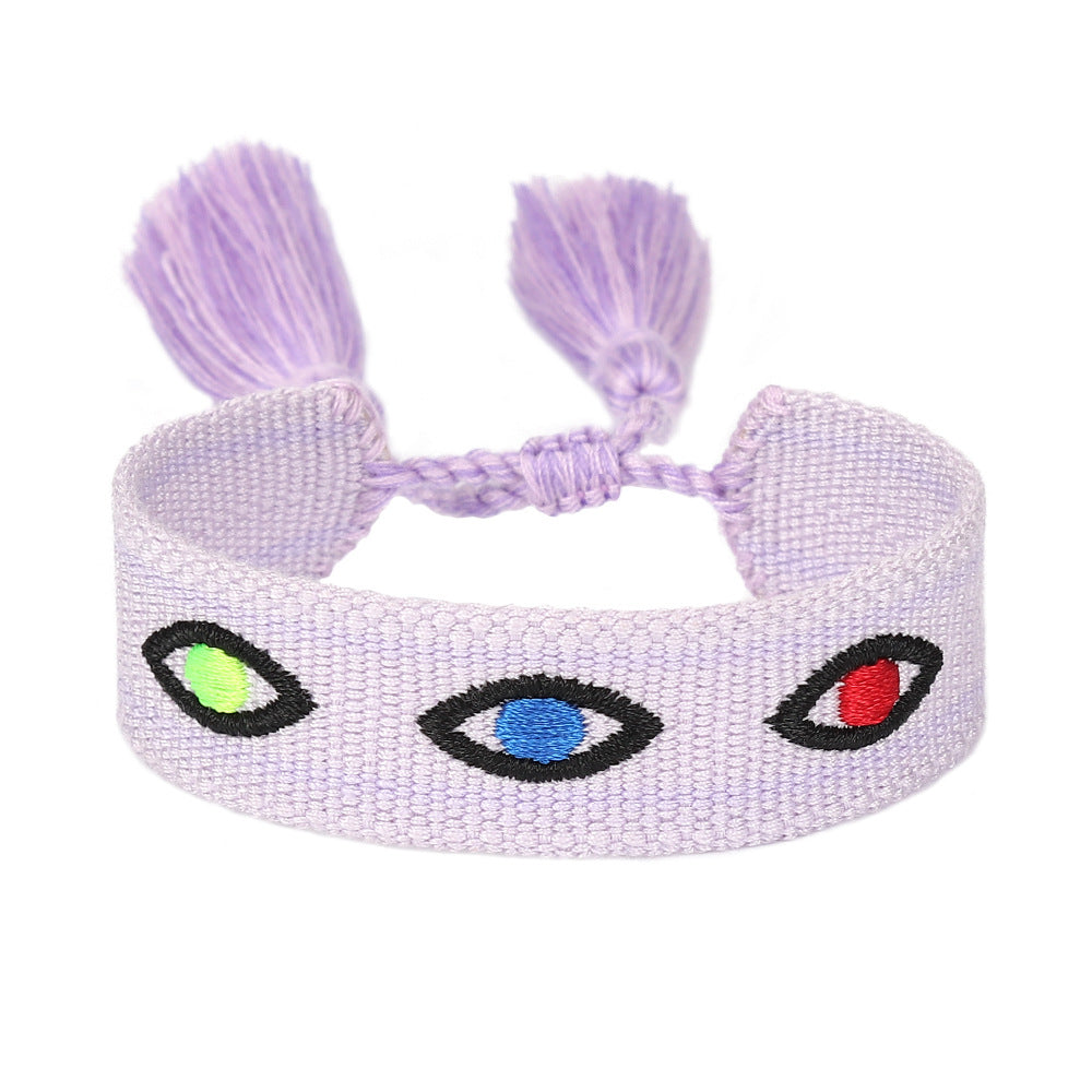 Simple Style Evil Eye Embroidery Tassel Women's Drawstring Bracelet