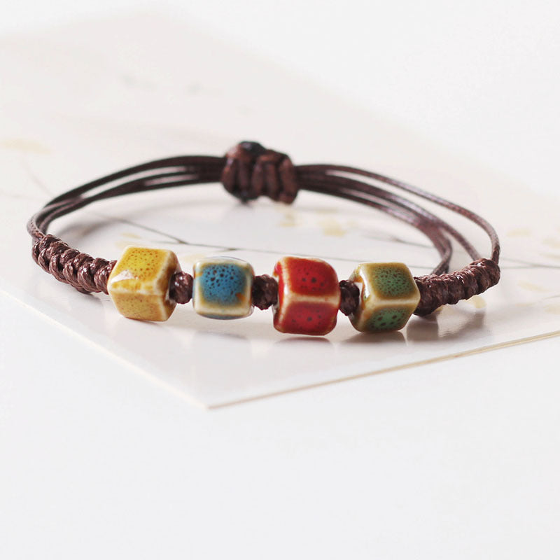 Ethnic Style Jingdezhen Ceramic Knitted Women's Bracelet