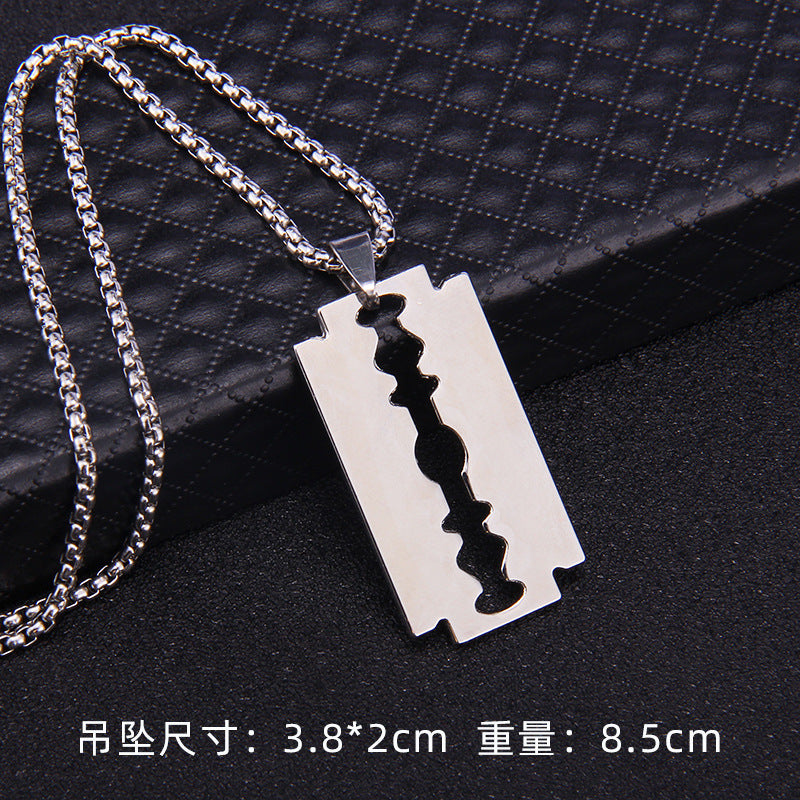 Hip-Hop Geometric Trident Blade Pendant Necklace for Men