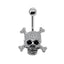 Cool Skull Stainless Steel Belly Ring with Rhinestones and Epoxy Inlay