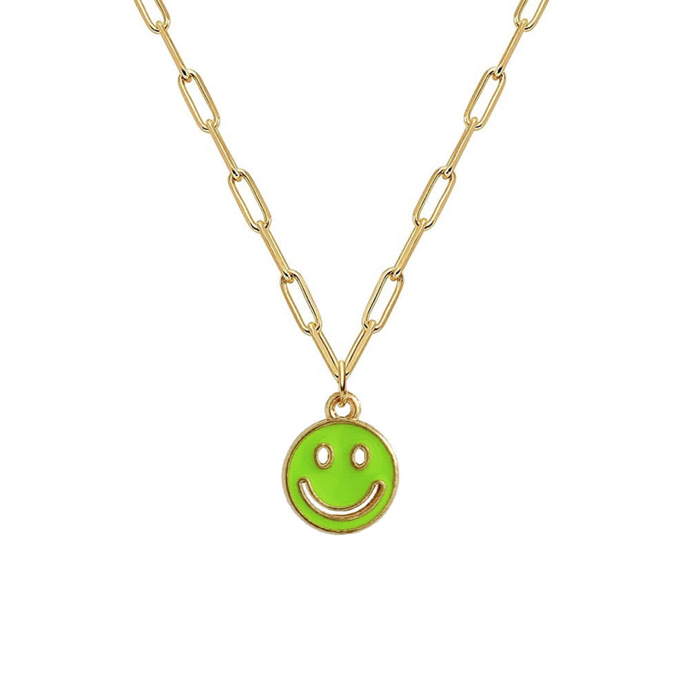 New Dripping Smiley Face Pendent Alloy Necklace