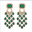 Elegant Zinc Alloy Glass Inlay Tassel Earrings