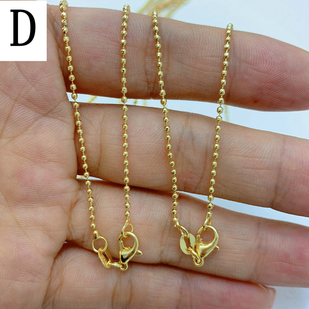 Solid Color 18k Gold Plated Copper Necklace Chain DIY Jewelry Accessories