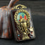 Ethnic Square Alloy Wood Pendant Necklace with Nepalese Thangka Design