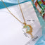 304 Stainless Steel Moon Zircon Pendant Necklace with Gold-Plated Copper Inlay