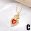 18K Gold Plated Heart Shape Zircon Wing Pendant Necklace