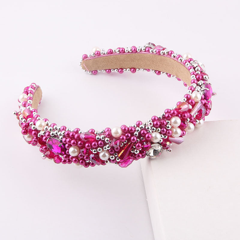 Baroque Pearl Crystal Diamond Embellished Headband for Women