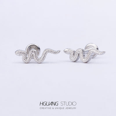 Heart Shape Snake & Butterfly Zircon Titanium Steel Lip and Ear Stud