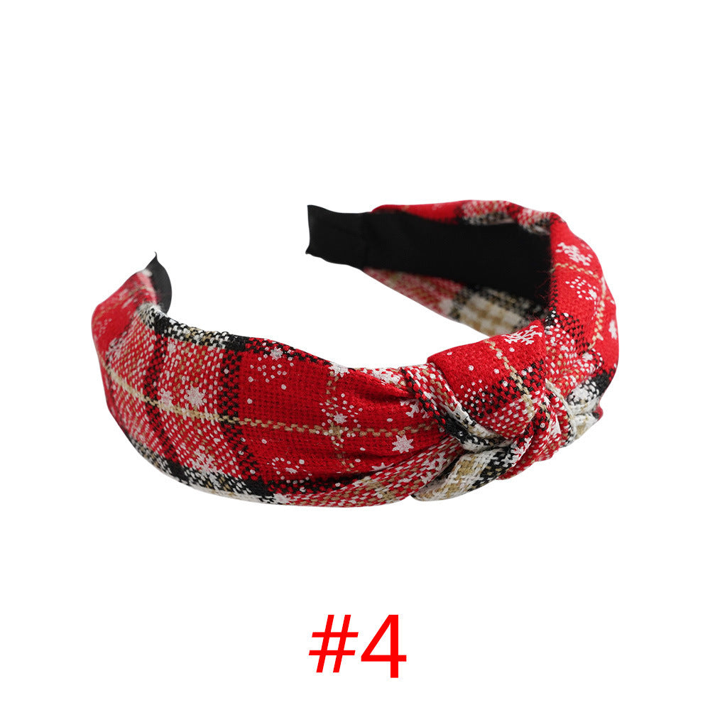 Fashion Plaid Snowflake Christmas Hair Band for Women