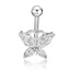 Fashion Butterfly Zircon Inlay Stainless Steel Belly Ring