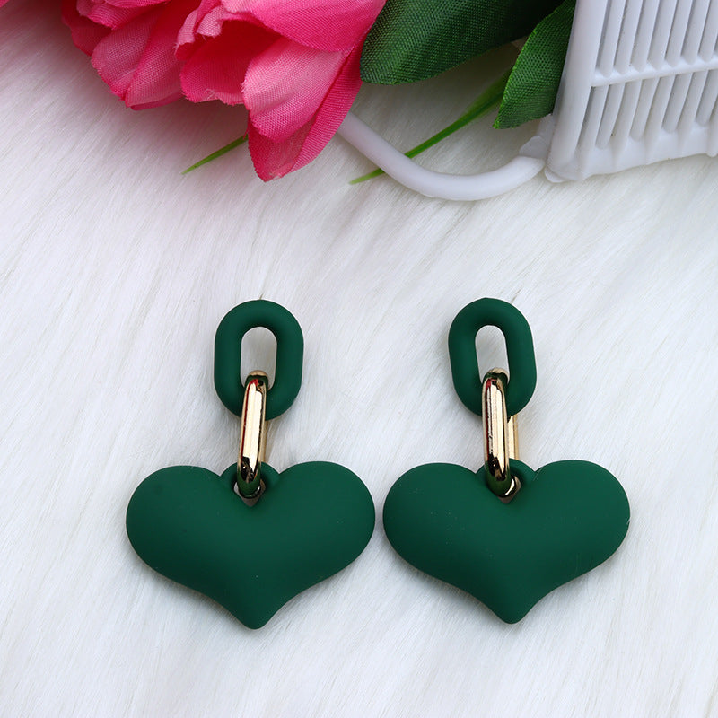 1 Pair Ig Style Heart Shape Spray Paint Arylic Drop Earrings