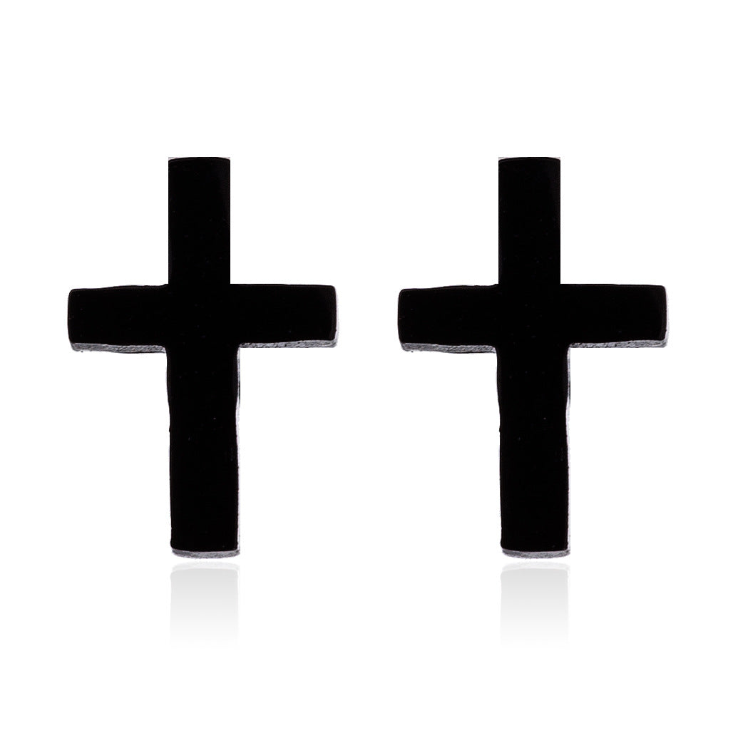 Simple Cross Stainless Steel Stud Earrings for Women and Men