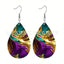 Bohemian African Style PU Leather & Acrylic Water Drop Earrings