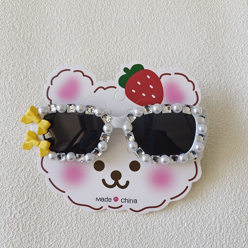 Japanese Style Bow Knot Pearl Frame Kids Sunglasses