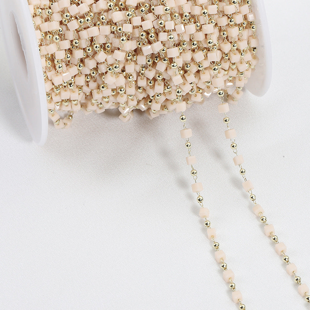 Elegant Geometric Copper Plated Jewelry with Crystal Bead Tassel Chain for DIY Accessories