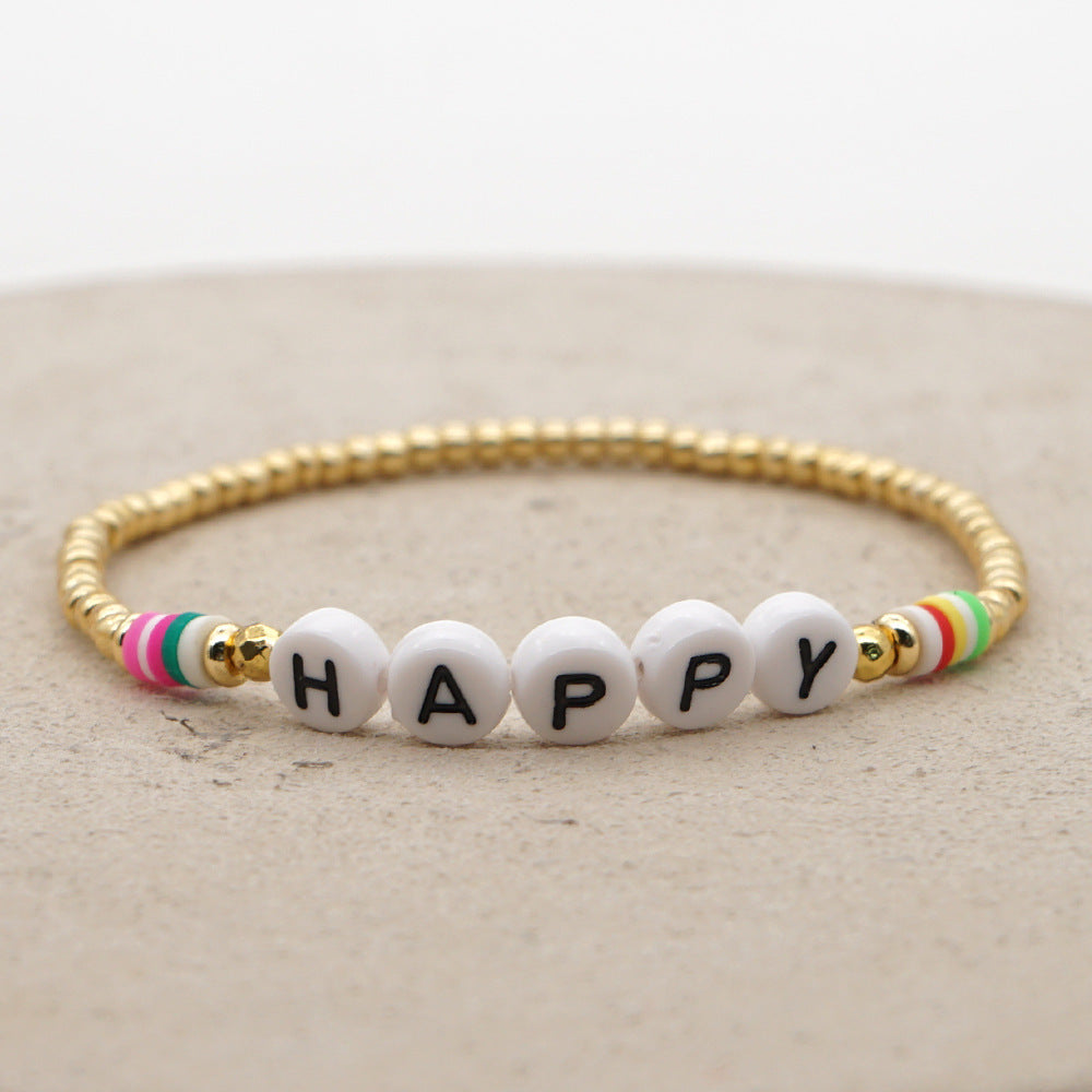 Bohemian Love Letter Stainless Steel and Colorful Beaded Bracelet