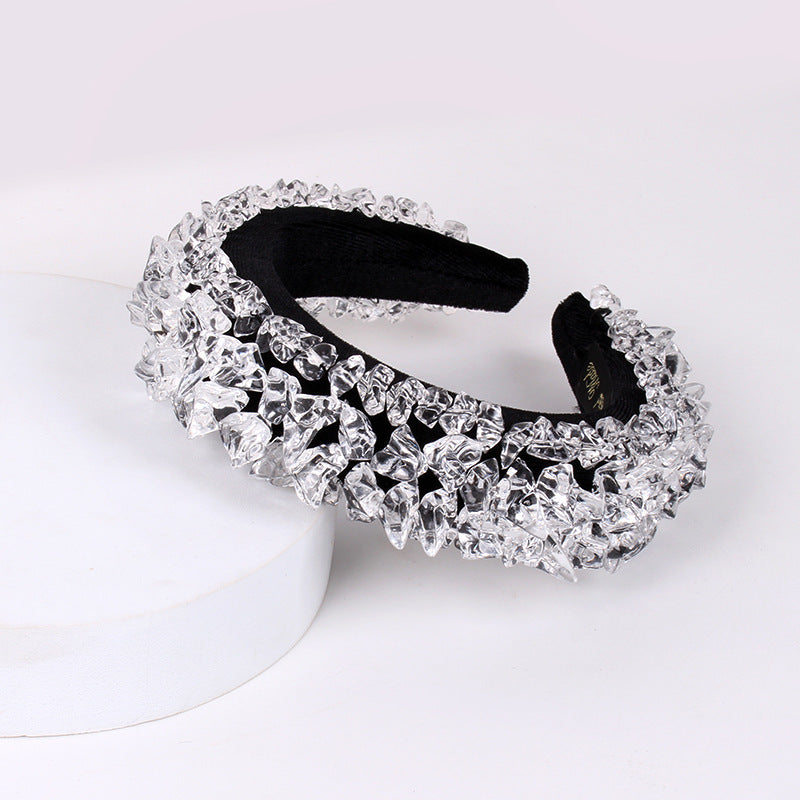 Baroque Rhinestone Pearl Crystal Beaded Wide Headband Hair Accessory