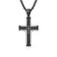 Hip-Hop Retro Cross Zircon Inlay Titanium Steel Men's Pendant Necklace with Tire Tread Design